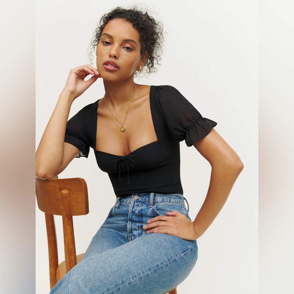 Reformation Delevan Black Top size 4